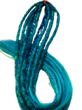 5 DE Dreadlock & Braid Extensions-Blue Green Sparkle Tinsel