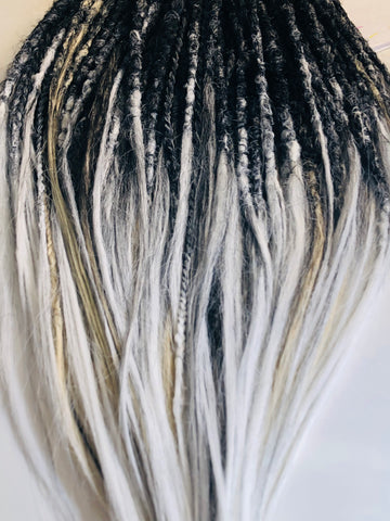 Full Set 50 DoubleEnded Dreadlock Extensions-Black to White & Black to Light Blonde