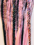 Partial Set 14 DoubleEnded Dreadlock Extensions-Black to Pink Ombré Sparkles