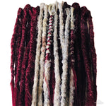 30 se Dreadlock Extensions-Blood Red/Grey Accents