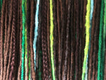 Full head 50 double Dreadlock &Braid Extensions-Mix Browns and Greens