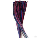 25 se Dreadlock Extensions-Dark Red  Peacock blue Blend
