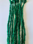 10 se Dreadlock Extensions-Green Sparkle Tinsel