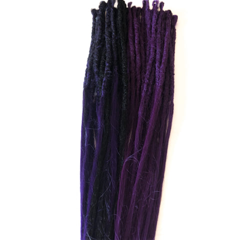 43se Dreadlock Extensions  - Black/Purple Ombre Purple  mix