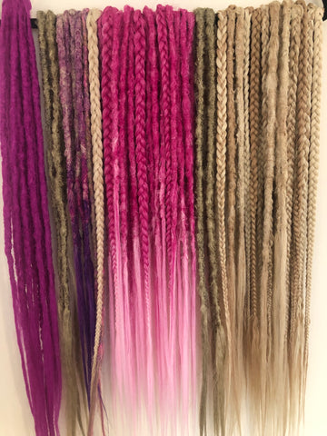 Full head 40 de 10 se Dreadlock Extensions-Mix Blondes Pinks Braids and Dreadlocks