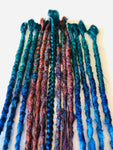 13 se 1 braid Dreadlock Extensions-Peacock Blue and rusty red blend