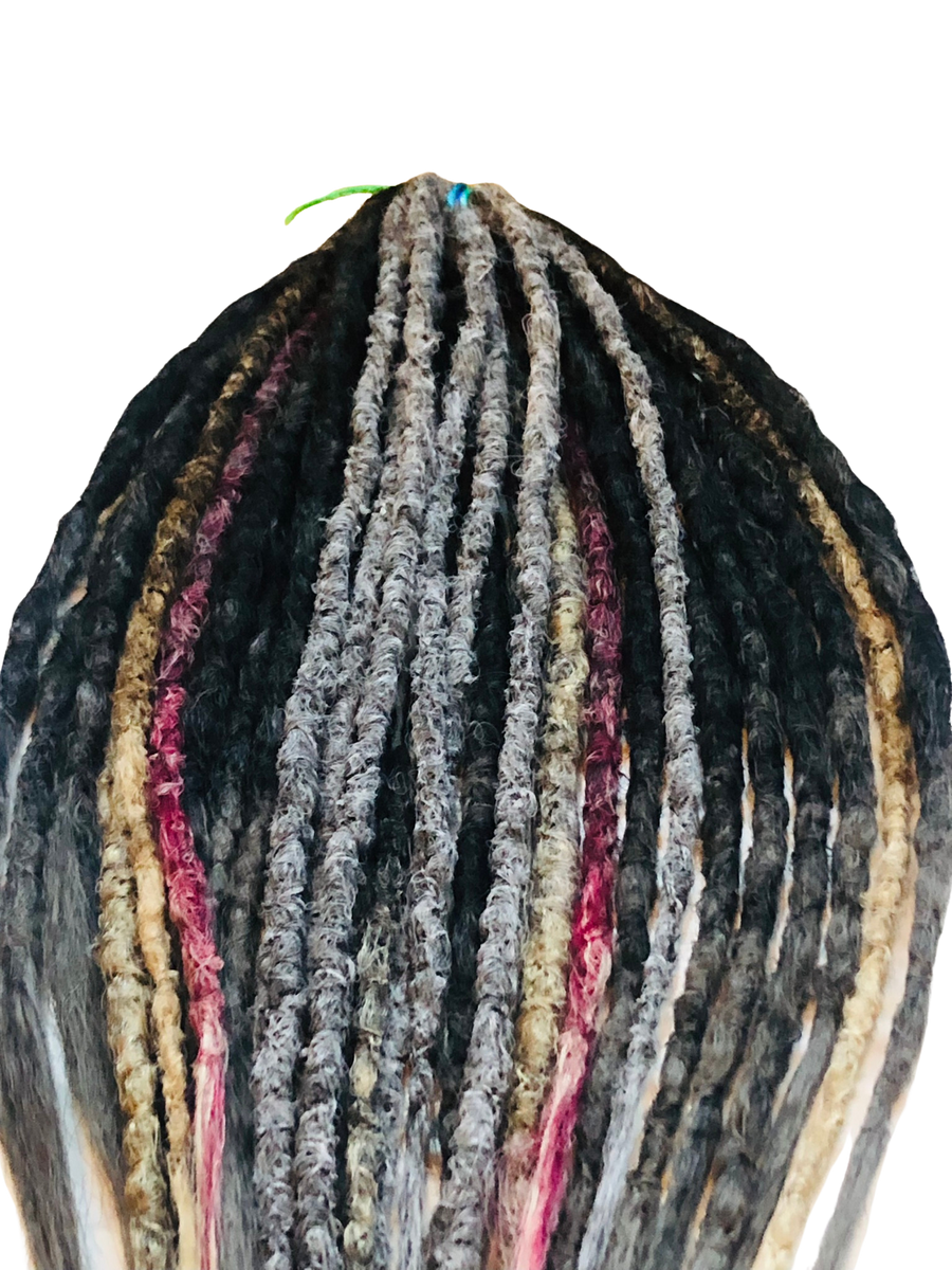 Partial Set 15 DoubleEnded Dreadlock Extensions-Black Grey Blends Pop ...