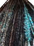 Full head 65 Dreadlock &Braid Extensions-Mix Browns Black Teal