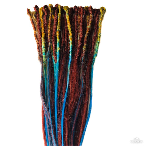 25 se Dreadlock Extensions-Rusty Red / Earthy Tones