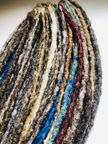 Full head 65 Dreadlock Braid Extensions-Mix Browns  Blonde and colour highlights