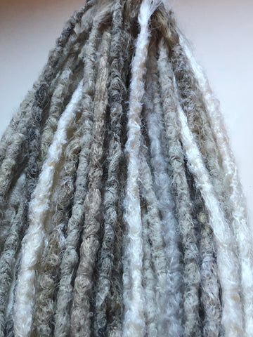 29  se Dreadlock Extensions-White Blonde Grey mix