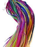 Full Set 80se Dreadlock Extensions&Braids-Rainbow Glow in the Dark Tinsel