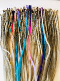 60  se  Dreadlock Extensions-Light Blonde dark blonde with accent colours and wraps