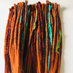 60  se  Dreadlock Extensions-amber,dark red,earthy brown and mint green  and wraps