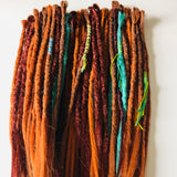 60  se  Dreadlock Extensions-amber,dark red,earthy brown and mint green  and wraps