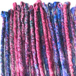 25 se Dreadlock Extensions-Dark Red  Peacock blue Blend