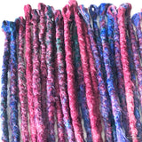 25 se Dreadlock Extensions-Dark Red  Peacock blue Blend