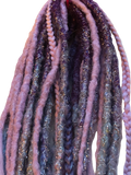 15 DE Dreadlock Braid in Extensions-Purple Lilac Blue Tinsel sparkle mix Blue