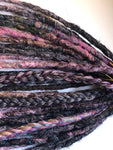 Partial Set 14 DoubleEnded Dreadlock Extensions-Black to Pink Ombré Sparkles