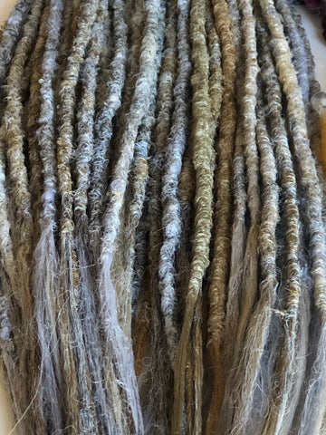 10  Dreadlock Extensions-Blonde Grey Blend